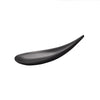 Matte black tasting spoon, 0.5oz capacity and 5-3/4 inch length, modern and elegant design, ideal for refined food presentation, sampling, or amuse-bouche service in upscale settings.