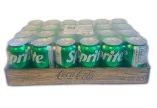 Sprite, 355ml (12oz) cans, case of 24, crisp and refreshing lemon-lime soda, perfect for drinking alone or as a mixer.