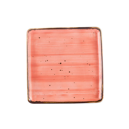 Square Plate Coral 8.25 inch in a vibrant coral shade with a sleek, square design. Durable, chip-resistant, and easy to clean—perfect for stylish serving of appetizers, sides, or desserts.
