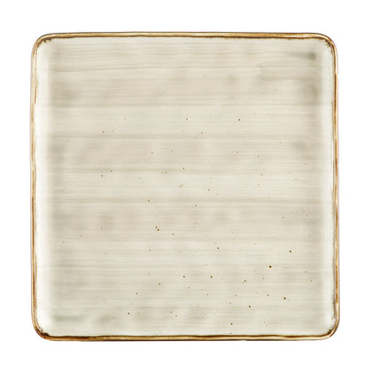 Square Plate Desert Beige 10 inch, modern design with a neutral, earthy tone, ideal for serving meals and appetizers, durable, chip-resistant, and easy to clean for daily and special use.