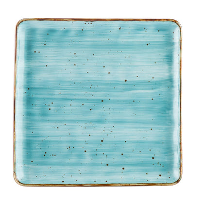 Square Plate Turquoise 10 inch featuring vibrant turquoise color and modern square design. Durable, chip-resistant, and easy to clean, perfect for both casual and formal dining occasions.