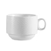 Stacking Cup – 8oz coffee mug, ideal for hot beverages, featuring a space-saving stackable design, durable construction, microwave- and dishwasher-safe with a sleek, glazed finish.