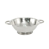 3QT stainless steel colander with sturdy handles and footed base for fast, hygienic draining; wide perforations, rust-resistant, ideal for small batches; packed 24 each per case