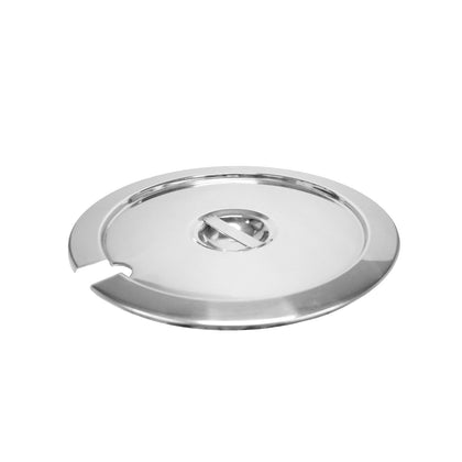 Stainless steel cover for 11QT vegetable inset pot, durable corrosion-resistant design, tight-fitting, easy to clean, heat-retentive, ideal for commercial kitchens and catering operations