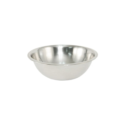 Economy 0.75-quart stainless steel mixing bowl with wide rim, rust-resistant and durable; lightweight, dishwasher safe; perfect for small prep tasks and sauces; packed 144 each per case