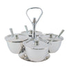 Stainless Steel Tabletop Server Set with 4 cups, each 9 oz. Rust-resistant, durable, easy to clean. Ideal for restaurants and catering. Packed 1 set per case.
