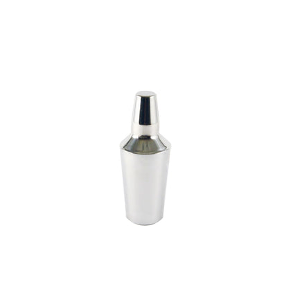 Stainless steel cobbler cocktail shaker 3-piece, 10 oz capacity with built-in strainer and cap; ideal for bartenders and home mixologists; durable and rust-resistant; packed 48 per case.