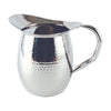 Stainless steel hammered pitcher with ice guard, 3 QT / 96 oz, durable, rust-resistant, elegant textured finish, and spill-free pouring. Ideal for restaurants and catering. Packed 24 each per case.