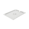 Stainless steel notched cover fits 1/2 size steam pans. Allows utensil access without removing lid. Corrosion-resistant and easy to clean. Ideal for foodservice. Packed 48 each per case.
