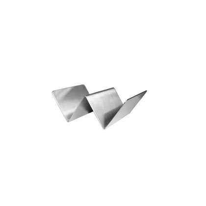 Stainless steel taco holder with 1 or 2 compartments, durable, rust-resistant, and reversible. Ideal for restaurants and food trucks. Enhances taco presentation. Packed 96 each per case.