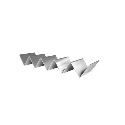 Stainless steel taco holder with 4 or 5 compartments, durable, reversible, rust-resistant, and easy to clean. Great for restaurants, events, and food trucks. Packed 36 each per case.