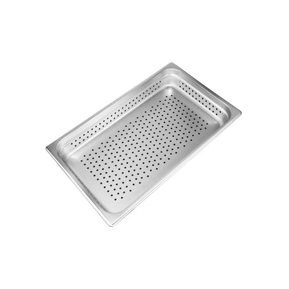 Durable 1/1 size 24-gauge perforated stainless steel steam pan, 2-1/2