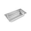 Steam pan stainless steel 1/3 size, 24 gauge, anti-jam 2-1/2 inch depth, durable, corrosion-resistant, stackable, easy to clean, ideal for commercial kitchens and catering, packed 48 each per case.