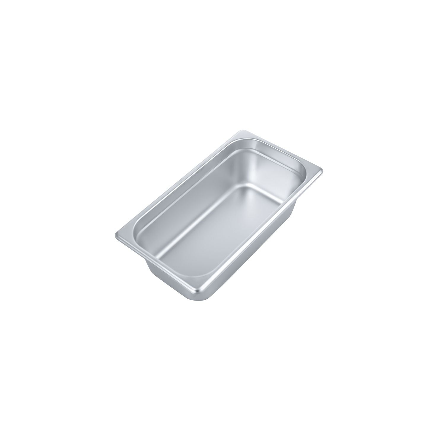 Steam pan stainless steel 1/3 size, 25 gauge, anti-jam 4-inch depth, durable, corrosion-resistant, stackable, easy to clean, ideal for commercial kitchens and catering, packed 24 each per case.