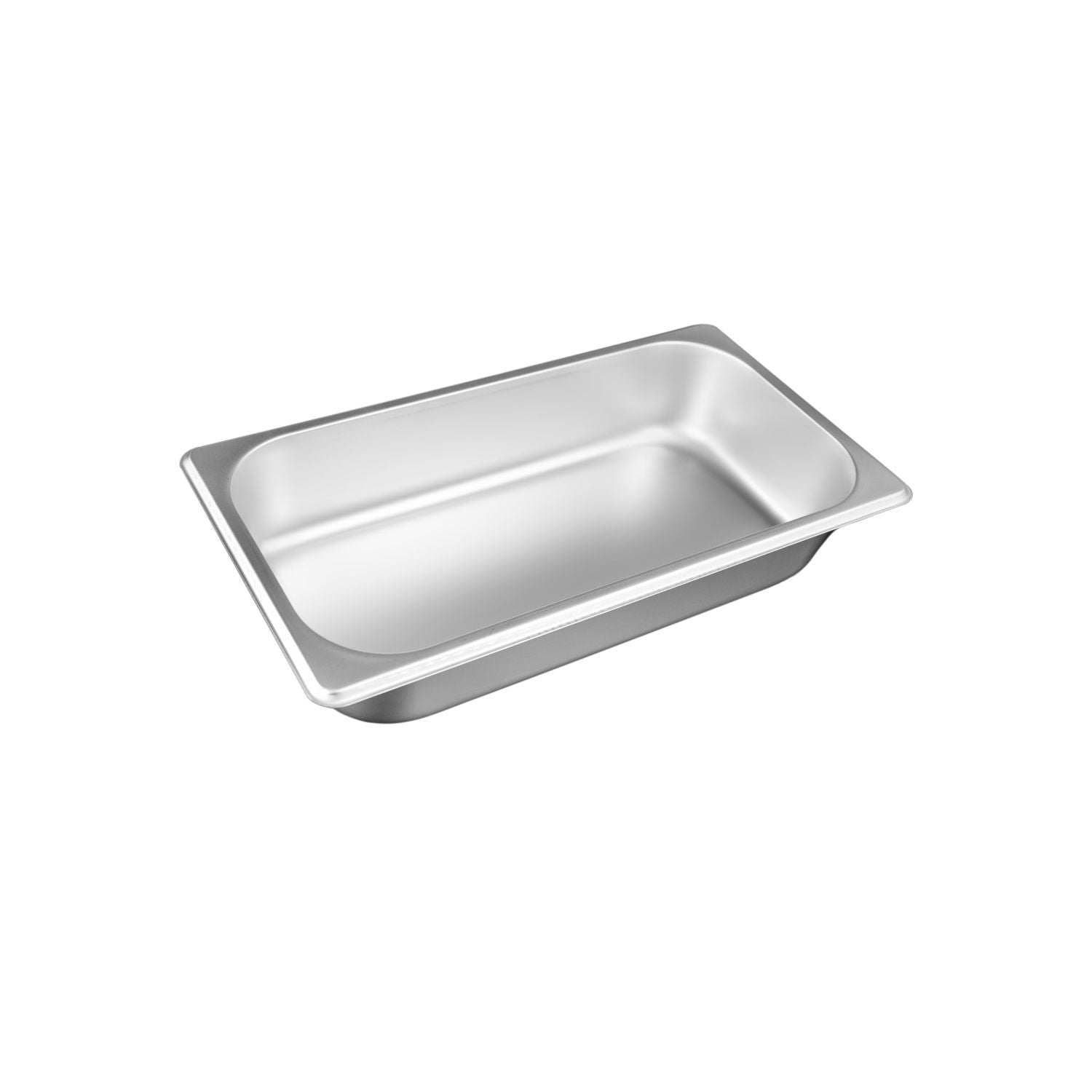 Steam pan stainless steel 1/3 size, 25 gauge, standard 2-1/2 inch depth, durable, corrosion-resistant, stackable, easy to clean, perfect for commercial kitchens and catering, packed 48 each per case.