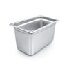 Steam pan stainless steel 1/4 size, 24 gauge, 6-inch deep with anti-jam design, durable and stackable, ideal for commercial kitchens, buffets, and catering, packed 24 each per case.