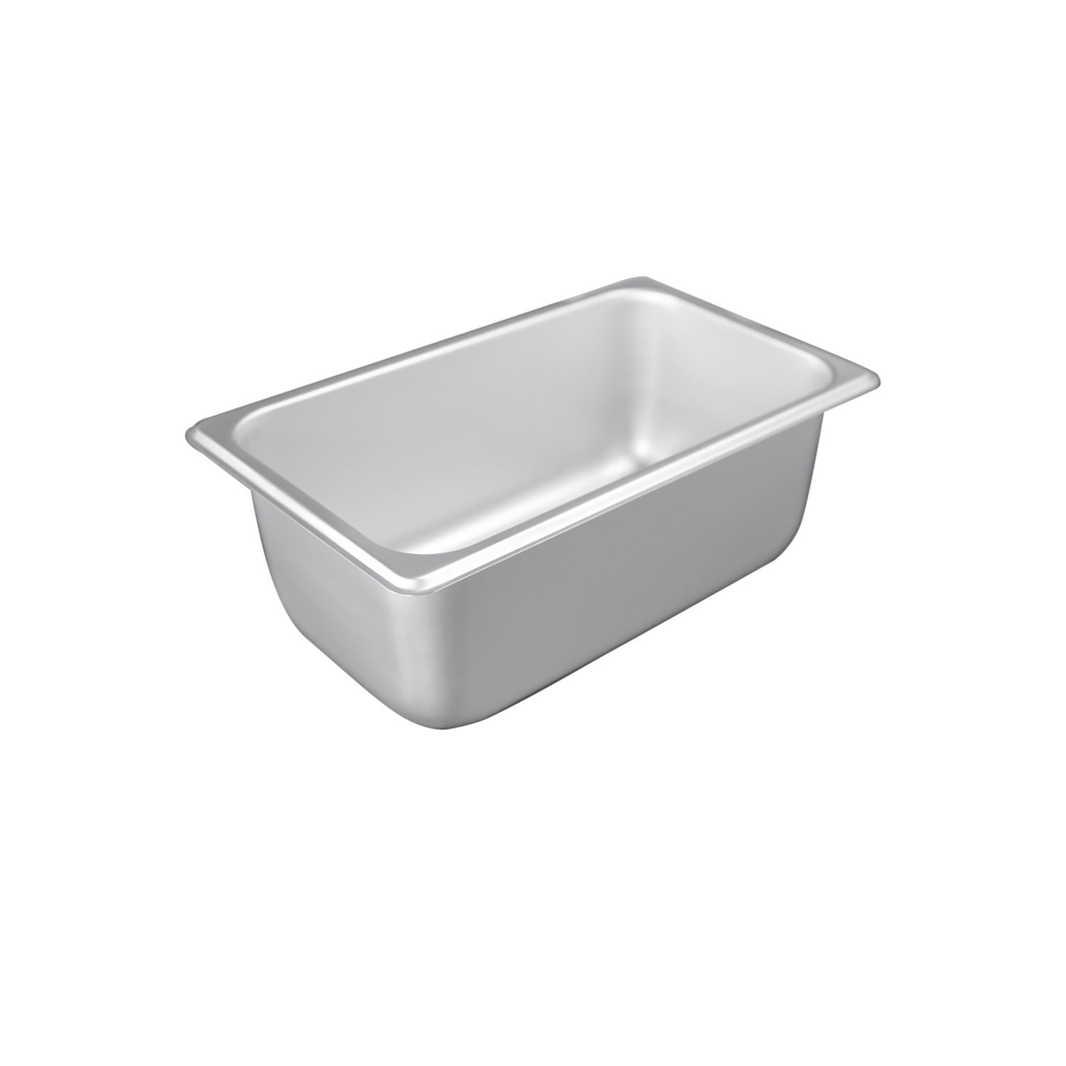 Steam pan stainless steel 1/4 size, 25 gauge, standard 4-inch depth, durable, corrosion-resistant, easy to clean and stackable, ideal for catering and commercial kitchens, packed 48 per case.