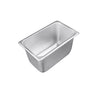Steam pan stainless steel 1/4 size, 25 gauge, standard 6-inch depth, durable, corrosion-resistant, easy to clean and stackable, ideal for buffets and commercial use, packed 24 per case.