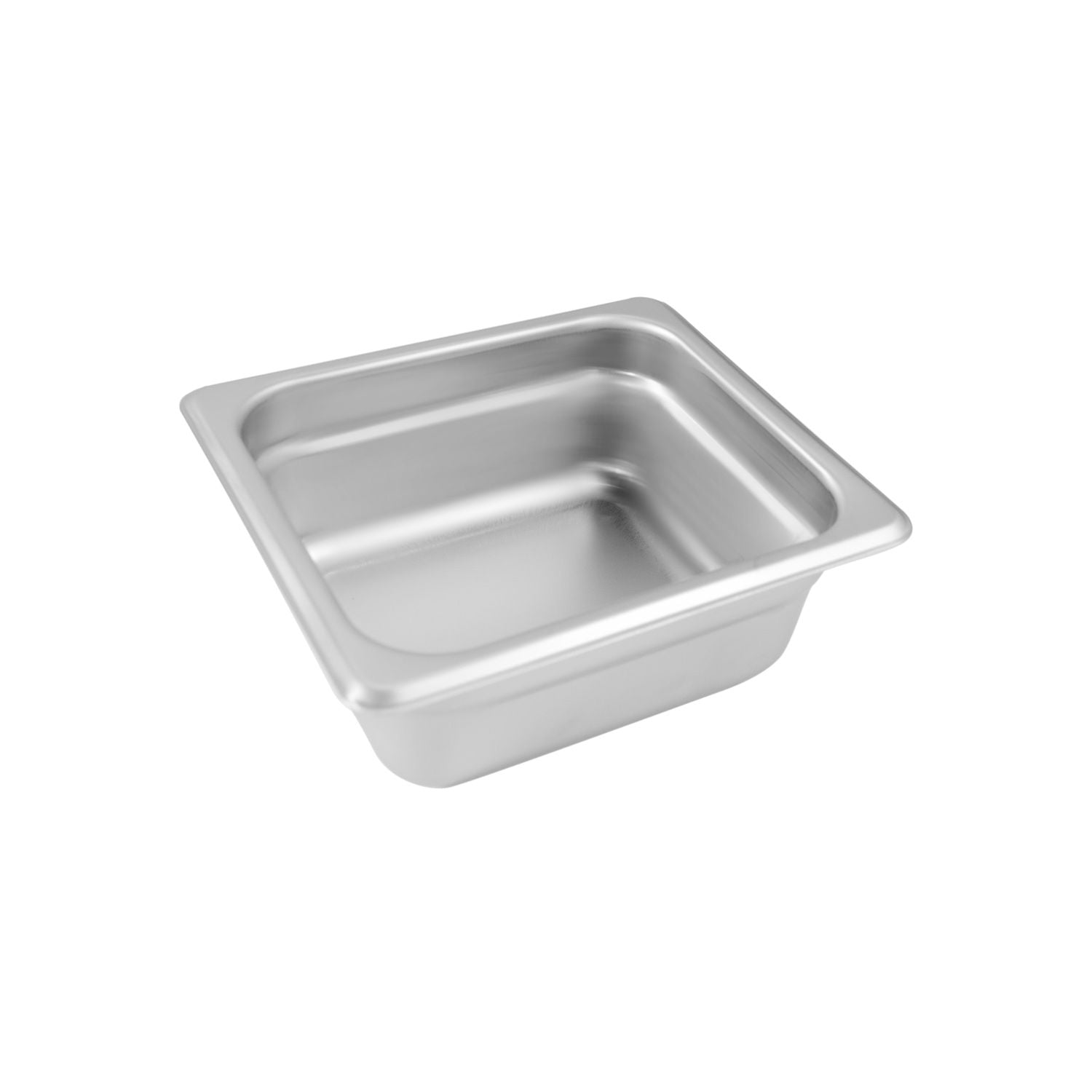 Steam pan stainless steel 1/6 size, 23 gauge, anti-jam 2-1/2 inch depth, durable, corrosion-resistant, easy to clean and stackable, for foodservice operations, packed 72 each per case.
