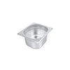 Steam pan stainless steel 1/6 size, 25 gauge, anti-jam 4-inch depth, durable, corrosion-resistant, stackable, easy to clean, ideal for restaurants and catering, packed 48 each per case.