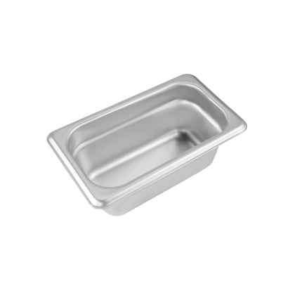 Steam Pan 1/9 size, made of durable 24-gauge stainless steel with anti-jam design and 2-1/2