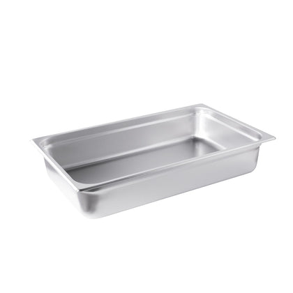 Full-size stainless steel steam pan, 23-gauge with anti-jam design and 4