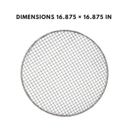 16-inch stainless steel stock pot grate designed to elevate food, preventing burning and ensuring even heat distribution for simmering and canning.