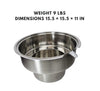 Stainless steel stock pot with overflow, designed to prevent spills while cooking large batches of soups, stews, and stocks with even heat distribution.