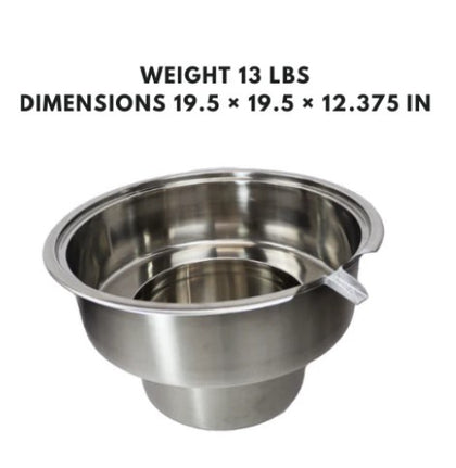 16-inch stainless steel stock pot with overflow feature, designed to prevent spills while cooking large batches of soups, stews, and broths.