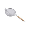 Stainless steel mesh strainer reinforced single layer with wood handle, 10-1/4 inch diameter, durable, rust-resistant, comfortable grip, ideal for commercial and home kitchens, packed 12 each per case.