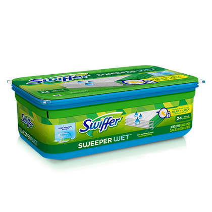 Swiffer Sweeper Wet Mopping Cloth Refill in Open Window Fresh scent delivers a powerful clean with a light, refreshing fragrance. These pre-moistened cloths are designed to trap and lock dirt deep within the fibers, leaving your floors clean and smelling fresh. Each cloth includes a scrubbing strip that helps break up tough spots and dissolve grime effectively. Ideal for daily use on finished floors, these refills are compatible with all Swiffer Sweeper devices.