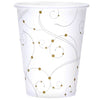 Elegant 12oz Swirls & Pearls Hot/Cold Cups for stylish party drinks. Durable, disposable, perfect for weddings, events, and more. Disposable elegance for hot and cold beverages.