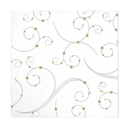 Swirls & Pearls Beverage Napkins with elegant swirl and pearl patterns. Perfect for cocktail parties, weddings, and events. Durable and stylish disposable napkins for serving drinks, snacks, or desserts.