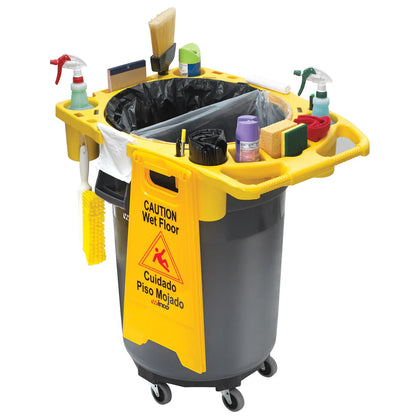 TCD-44Y, Caddy for 44 Gal Trash Cans, with Compartments & Hooks