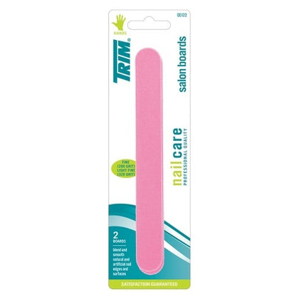 Trim Salon Boards are designed to deliver salon-quality nail care at home. Featuring a dual-sided surface, these boards offer fine (280 grit) for shaping and extra-fine (320 grit) for smoothing rough edges. Perfect for natural nails and toenails, they help achieve a clean, polished finish with every use.
