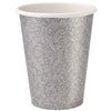 Textures 9oz Silver Cup, elegant disposable drinkware for events. Perfect for weddings, parties, and gatherings. BPA-free, stylish, and practical for serving beverages like cocktails, juices, and more.