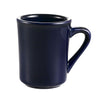 Tierra 8oz cobalt blue coffee mug with artisan white interior, 3 1/8 inches tall, chip-resistant, microwave and dishwasher safe, perfect for stylish everyday coffee or tea use.