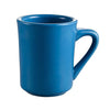 Tierra 8oz light blue coffee mug with artisan white interior, 3 1/8 inches tall, microwave and dishwasher safe, chip-resistant, elegant drinkware for daily coffee or tea enjoyment.