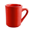 Tierra 8oz red mug with artisan white interior, 3 1/8 inches tall, dishwasher and microwave safe, chip-resistant drinkware for coffee, tea, or hot beverages with a bold and stylish look.