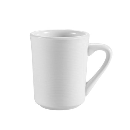 Tierra Mug 8oz, 3 1/4-inch coffee cup, durable chip-resistant mug, scratch-resistant ceramic mug, restaurant-quality drinkware, modern tea cup, stackable white coffee mug, everyday mug