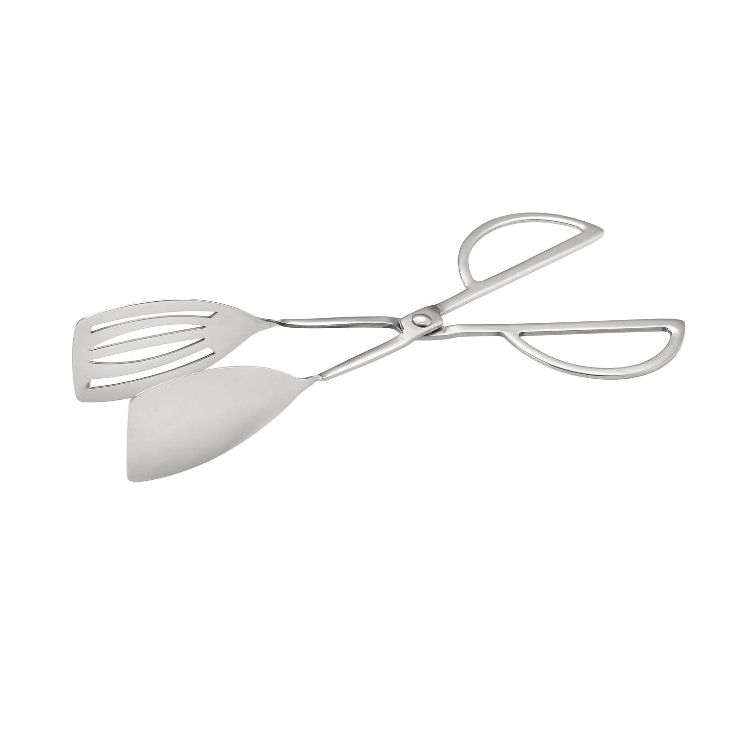 Tong 18/8 stainless steel scissor spatula with slotted and solid ends, 10