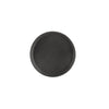 Durable 11-inch round tray in black super plastic, lightweight, crack-resistant, and easy to clean—ideal for commercial kitchens, restaurants, and catering, packed 12 each per case.