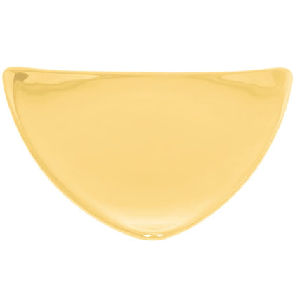 Triangular Flat Plate Yellow 11 1/2 inches with vibrant yellow finish and contemporary triangular design. Microwave and dishwasher safe, chip-resistant, durable, ideal for serving appetizers, entrees, or desserts.
