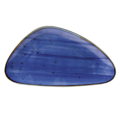 Triangular Plate Starry Night Blue 13.125 inch with bold blue finish and artistic angular shape. Durable, chip-resistant, perfect for stylish dining and serving entrees or shared dishes.