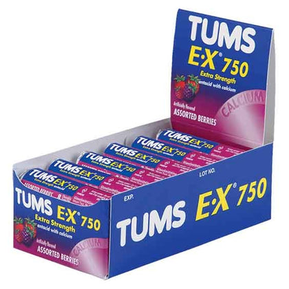 Tums Extra Strength Antacid in Berry Flavor offers fast-acting, extra strength relief from heartburn, sour stomach, acid indigestion, and upset stomach. With a clinically proven formula that starts working in seconds and lasts up to 12 hours, just one chewable tablet provides dependable comfort. These berry-flavored tablets are easy to chew and great tasting, making them a convenient option for both adults and children aged 12 and up.