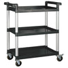 UC-2415G to 3019K, 3-Tier Gray & Black Plastic Utility Cart