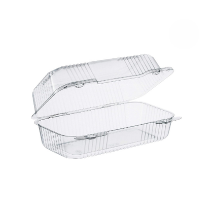 9 x 5.38 x 3.5 Inch Oblong Clear Pet Hinged Clamshell Takeout Container