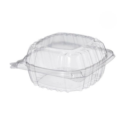 5.38 x 5.25 Inch Clear Plastic Clamshell Hinged Sandwich Container