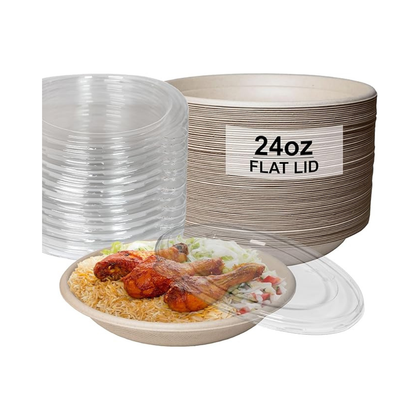 Compostable Round Sugarcane Container Bowl with Lid