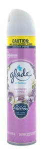 Glade Air Freshener Spray, 2x Lavender & Vanilla, 8.3 oz can with soothing lavender and vanilla scent for lasting freshness.